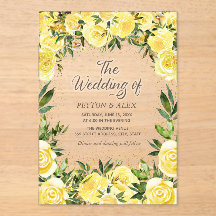 Yellow Watercolor Floral Gold Glitter Arch Wedding