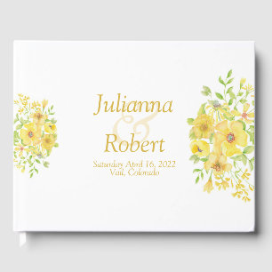 Yellow watercolor floral guest book