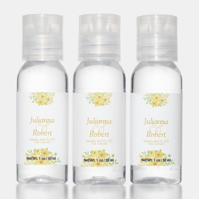 Yellow watercolor floral      hand sanitizer (Set)