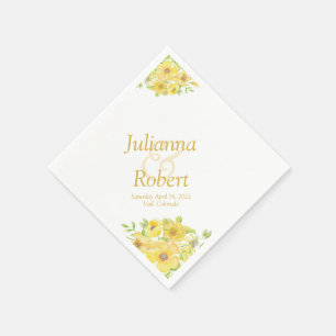 Yellow watercolor floral napkins