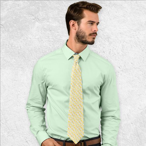 Yellow Watercolor Floral Roses Flowers Pattern Neck Tie
