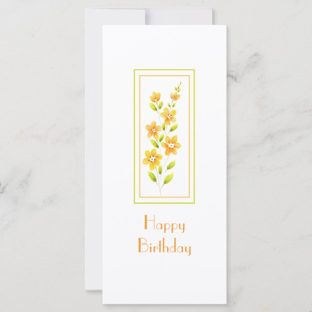 Yellow Watercolor Floral Stem Card (Front)