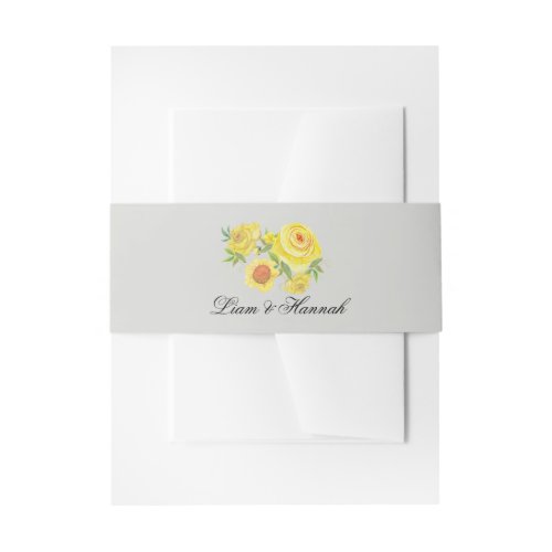 Yellow Watercolor Floral Wedding Invitations Invitation Belly Band