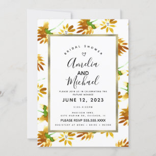 Yellow Watercolor Florals Spring Summer Botanical Invitation