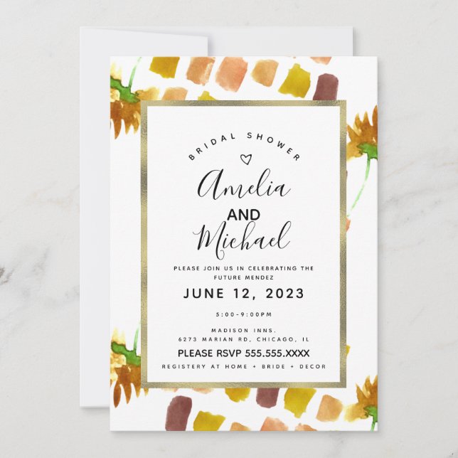 Yellow Watercolor Florals Spring Summer Painterly Invitation (Front)