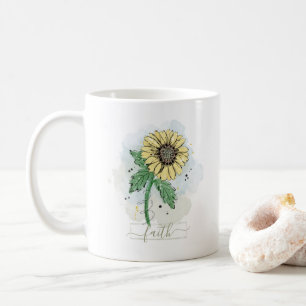 Yellow Watercolor Flower Faith Coffee Mug