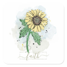 Yellow Watercolor Flower Faith