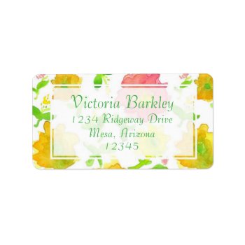 Yellow Watercolor Flowers Custom Label by CountryGarden at Zazzle
