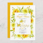 Yellow watercolor flowers floral Bat Mitzvah Invitation<br><div class="desc">Yellow watercolor flowers floral Bat Mitzvah Invitation. This beautiful invite dispalys a floral border made of yellow cactus flowers,  the text "Bat Mitzvah" in gold in a decorative font and your text.</div>