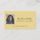Yellow Watercolor Front Door Real Estate Photo Business Card (Back)