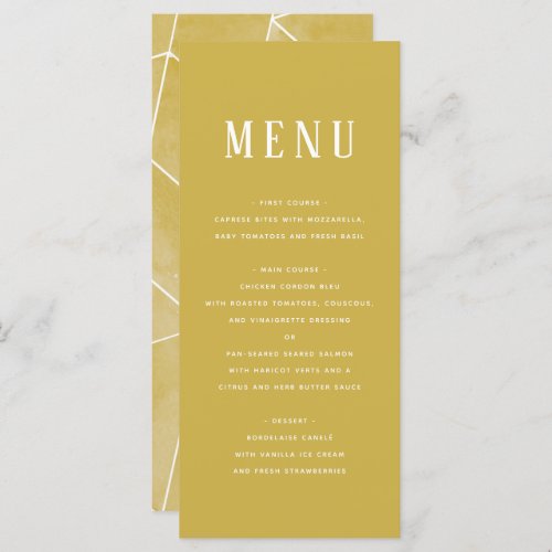 Yellow Watercolor Geometric Gala Menu