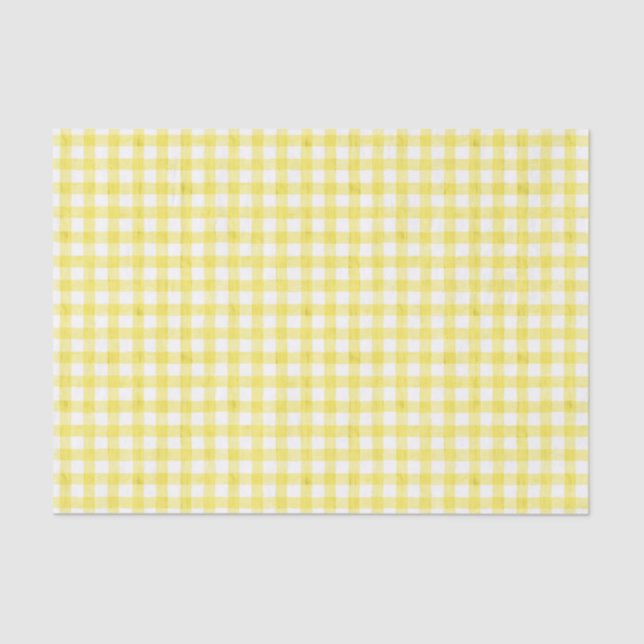 Yellow Watercolor Gingham Tissue Paper (Front)