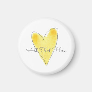 Yellow Watercolor Heart OWN TEXT Valentine Friend Magnet