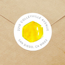 Yellow Watercolor Honeycomb Bee Return Address Classic Round Sticker