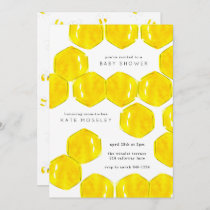 Yellow Watercolor Honeycomb Mom to Bee Baby Shower Invitation