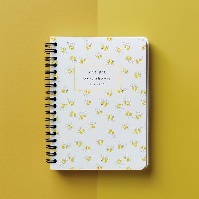 Yellow Watercolor Honeycomb Mom to Bee Baby Shower Notebook (Watercolor bumble bee baby shower gift and guest list notebook and journal.)