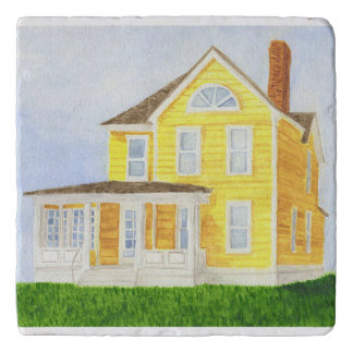 Yellow Watercolor House Trivet