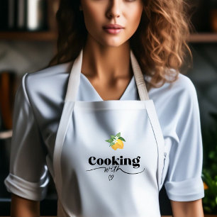 Yellow Watercolor Lemon Cooking Print Adult Apron