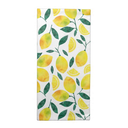 Yellow Watercolor Lemon Pattern Cloth Napkin