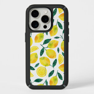 Yellow Watercolor Lemon Pattern iPhone 15 Pro Case