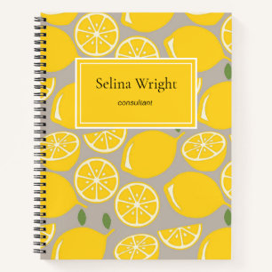 Yellow watercolor lemons pattern notebook