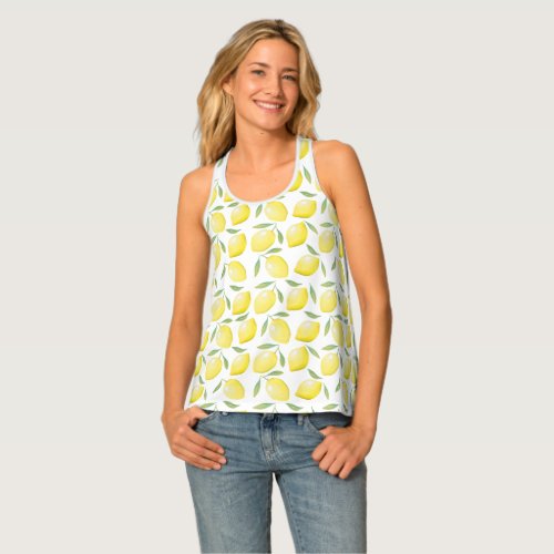 Yellow Watercolor Lemons Tank Top