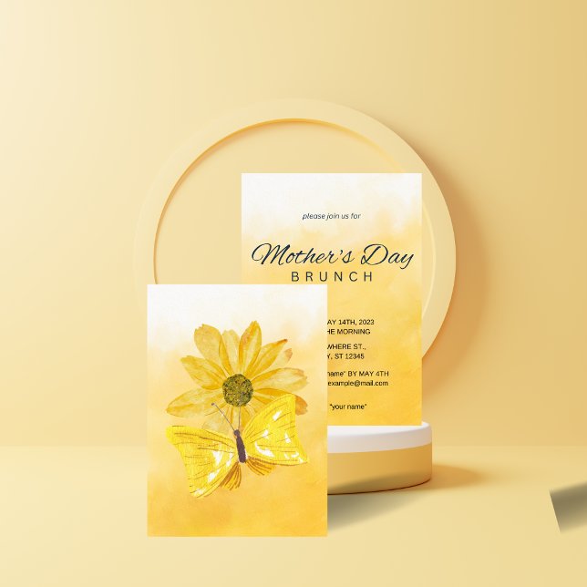 Yellow Watercolor Mother's Day Brunch Invitation (Creator Uploaded)