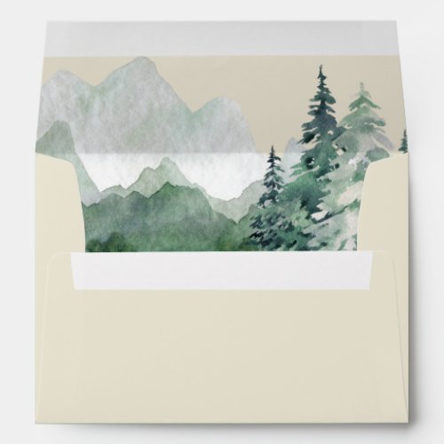 Yellow Watercolor  Mountain Return Address  Envelope