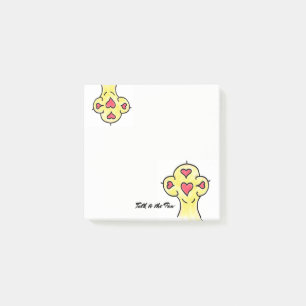 Yellow Watercolor Paw Print Heart Shaped Pads Post-it Notes