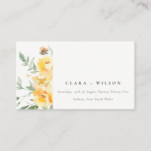 Yellow Watercolor Rose Flower Wedding Website Enclosure Card