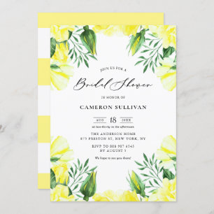 Yellow Watercolor Roses Garland Bridal Shower Invitation