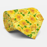 Yellow watercolor roses pattern neck tie
