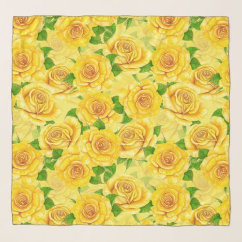 Yellow watercolor roses pattern scarf
