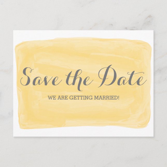 Yellow Watercolor Save the Date Postcard (Front)