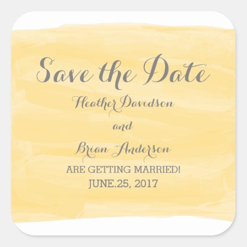 Yellow Watercolor Save the Date Stickers