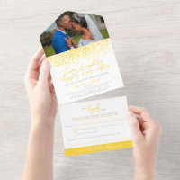 Yellow watercolor showering belated wedding party