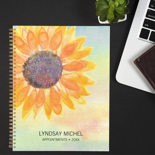 Yellow Watercolor Sunflower Appointments Planner