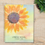 Yellow Watercolor Sunflower Planner<br><div class="desc">This country style botanical planner is decorated with a yellow sunflower on a watercolor background.
Easily customizable.
Use the Design Tool to change the text size,  style,  or color.
As we create our artwork you won't find this exact image from other designers.
Original Watercolor © Michele Davies.</div>