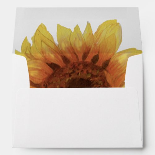 Yellow watercolor sunflower w return address envelope