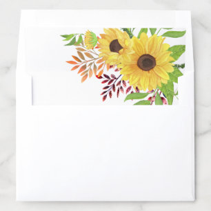 Yellow watercolor sunflowers rustic floral wedding envelope liner