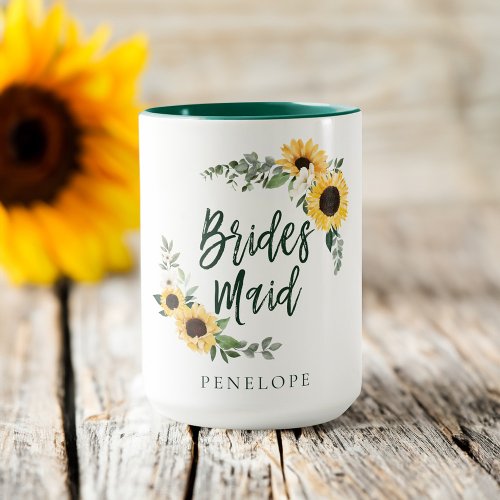 Yellow Watercolor Sunflowers Wildflower Bridesmaid Mug