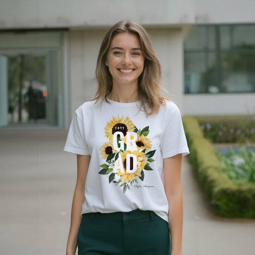 Yellow Watercolor Sunflowers  Wildflower Grad Tri_Blend Shirt