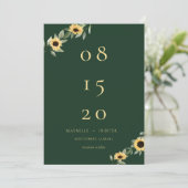 Yellow Watercolor Sunflowers & Wildflower Modern Save The Date (Standing Front)