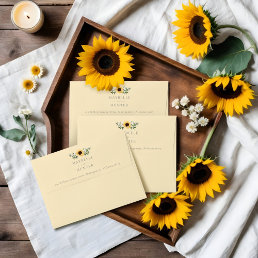 Yellow Watercolor Sunflowers &amp; Wildflower Pattern Envelope