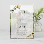 Yellow Watercolor Sunflowers & Wildflower Photo Save The Date (Standing Front)