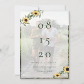 Yellow Watercolor Sunflowers & Wildflower Photo Save The Date (Front)