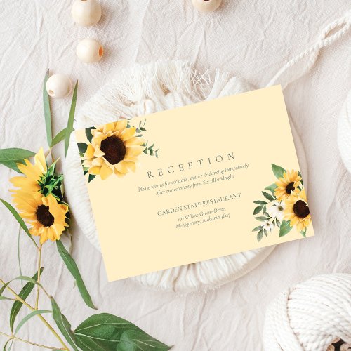 Yellow Watercolor Sunflowers  Wildflower Wedding Enclosure Card