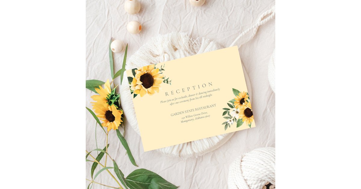 Yellow Watercolor Sunflowers & Wildflower Wedding Enclosure Card | Zazzle