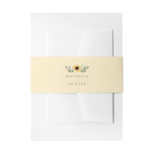 Yellow Watercolor Sunflowers & Wildflower Wedding Invitation Belly Band