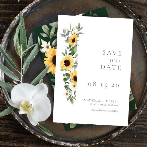 Yellow Watercolor Sunflowers  Wildflower Wedding Save The Date
